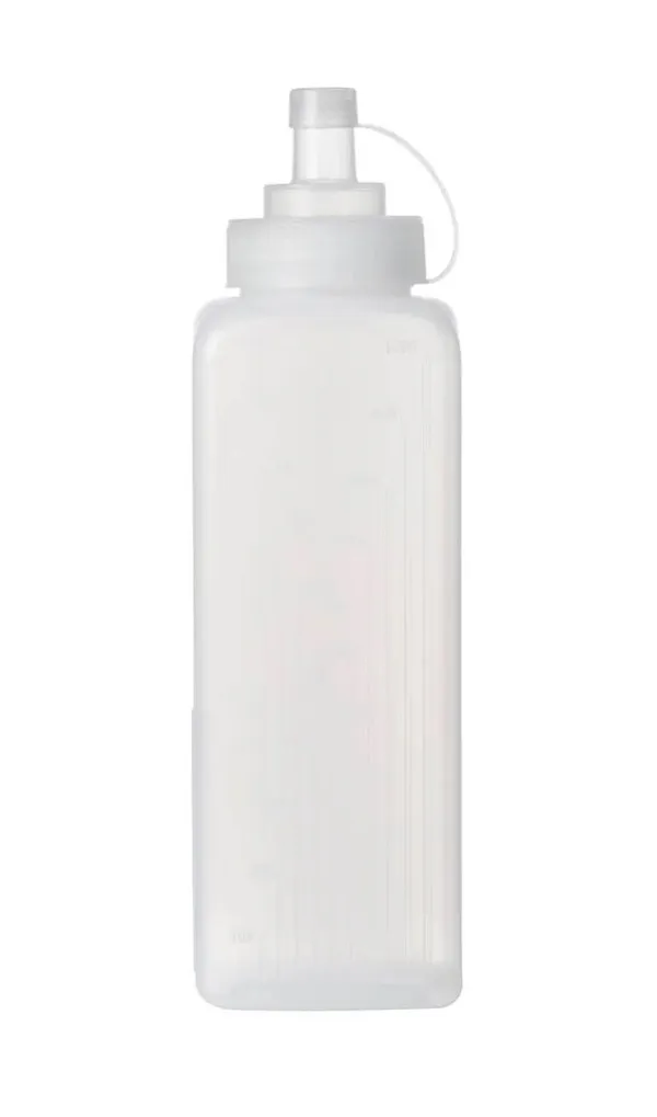 CHEF INOX SQUARE WIDE MOUTH SQUEEZE BOTTLE CLEAR 1.0L