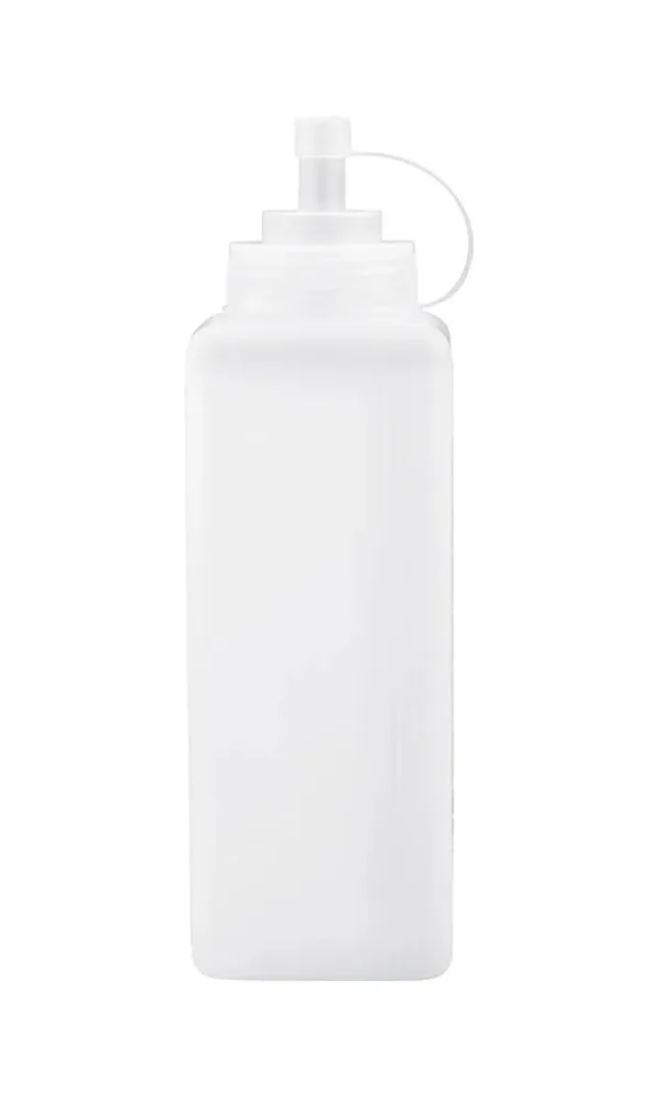 CHEF INOX SQUARE SQUEEZE BOTTLE PLASTIC CLEAR 1.0L
