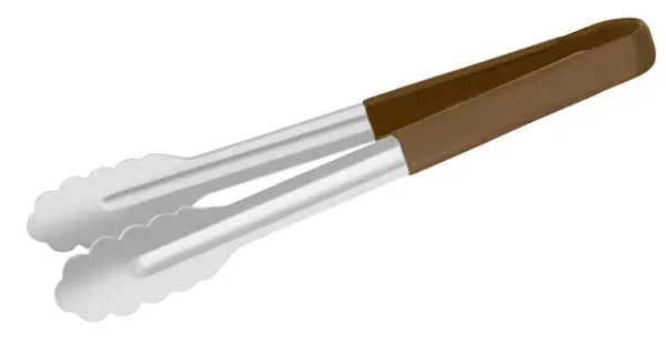 CHEF INOX UTILITY TONG PVC HANDLE BROWN 300mmL 
