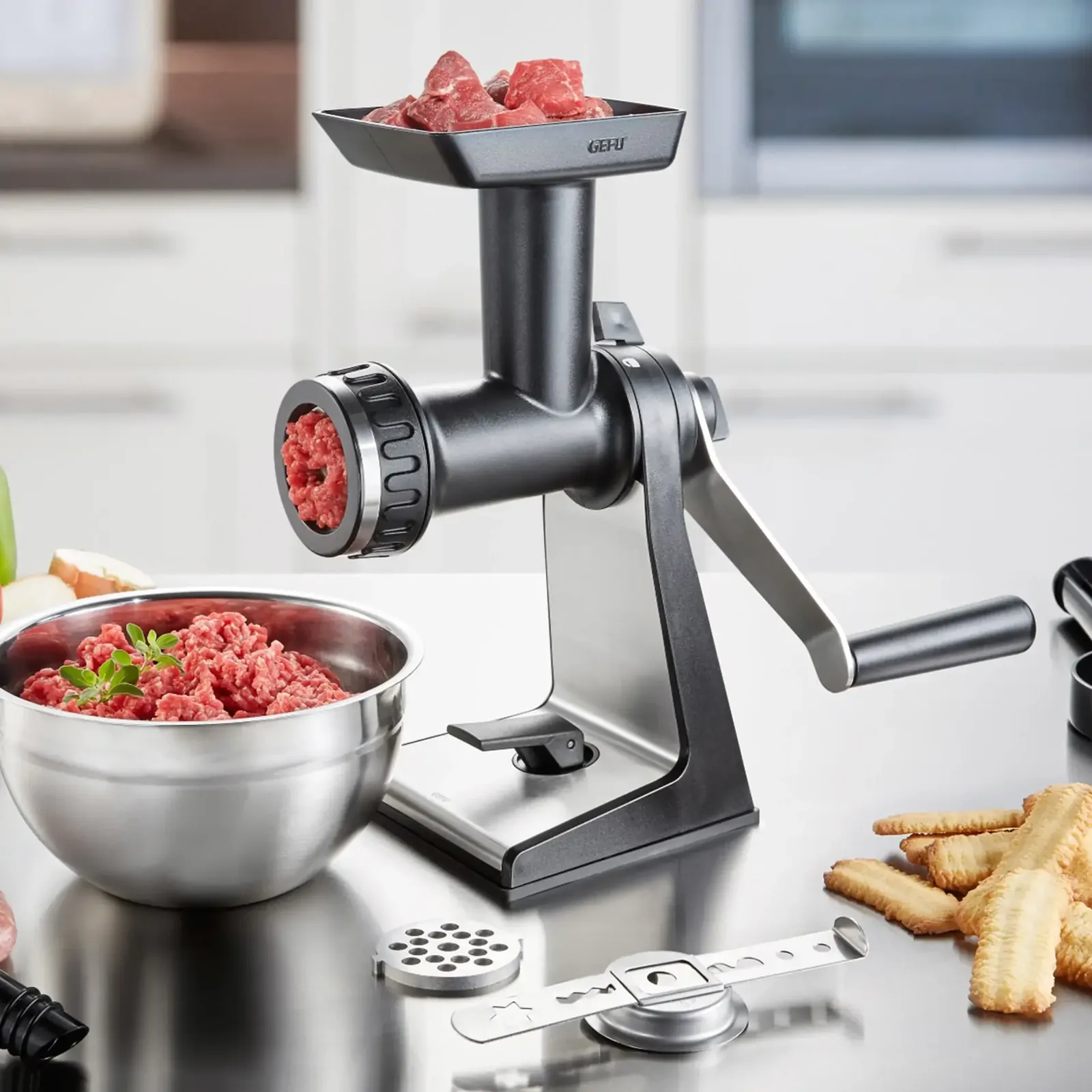 GEFU Transforma Manual Meat Mincer Stainless Steel