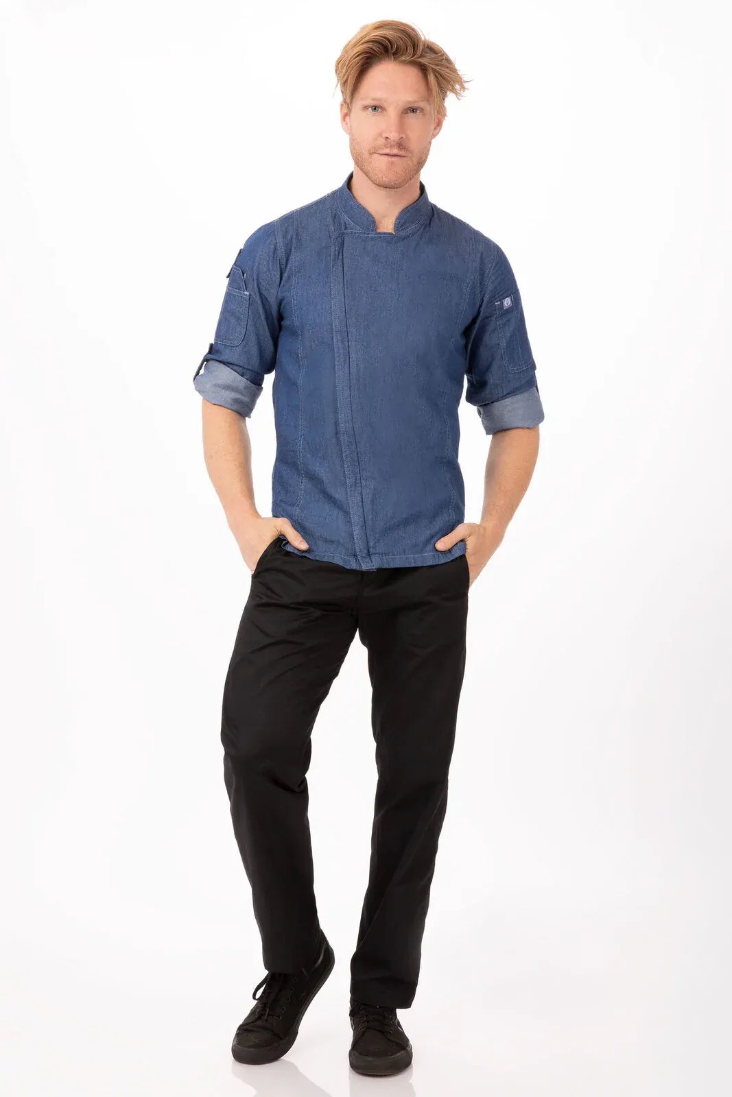 Garmercy Men's Denim Chef Jacket - Blue [Size: XS]