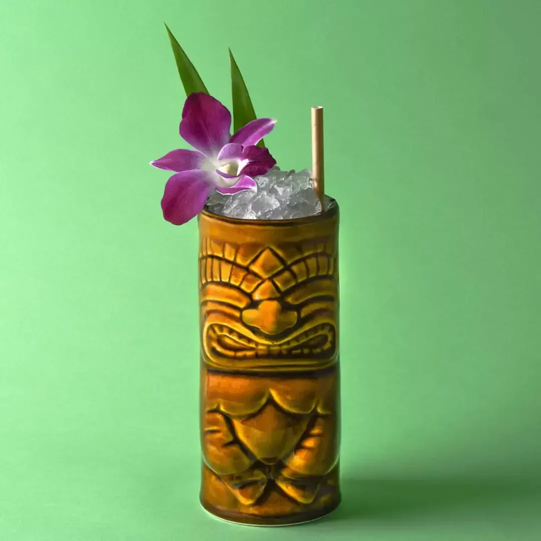 TIKI BAR CERAMIC TUMBLER REACTIVE BROWN 591ml