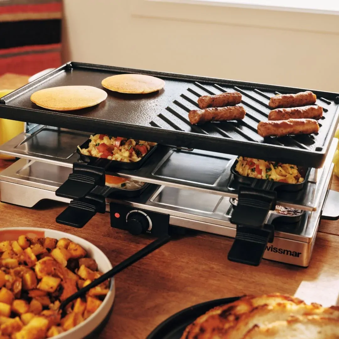 Swissmar Verso 8 Person Indoor Outdoor Raclette Cast Iron Top