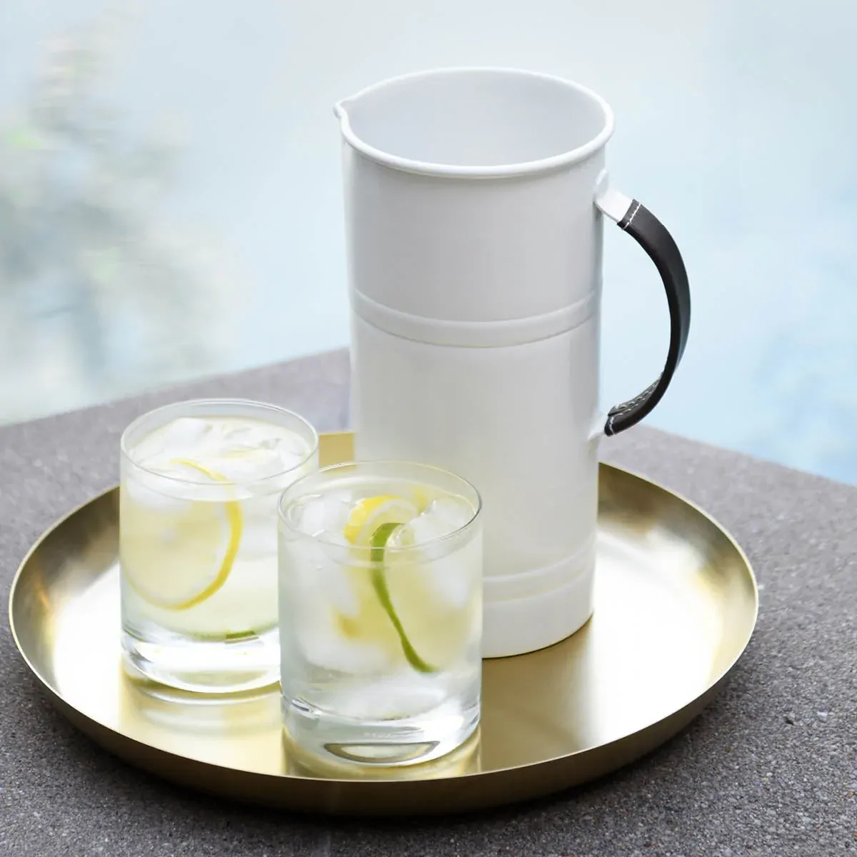 Chef Inox Coney Island Creme Water Pitcher with Leather Handle 1740ml