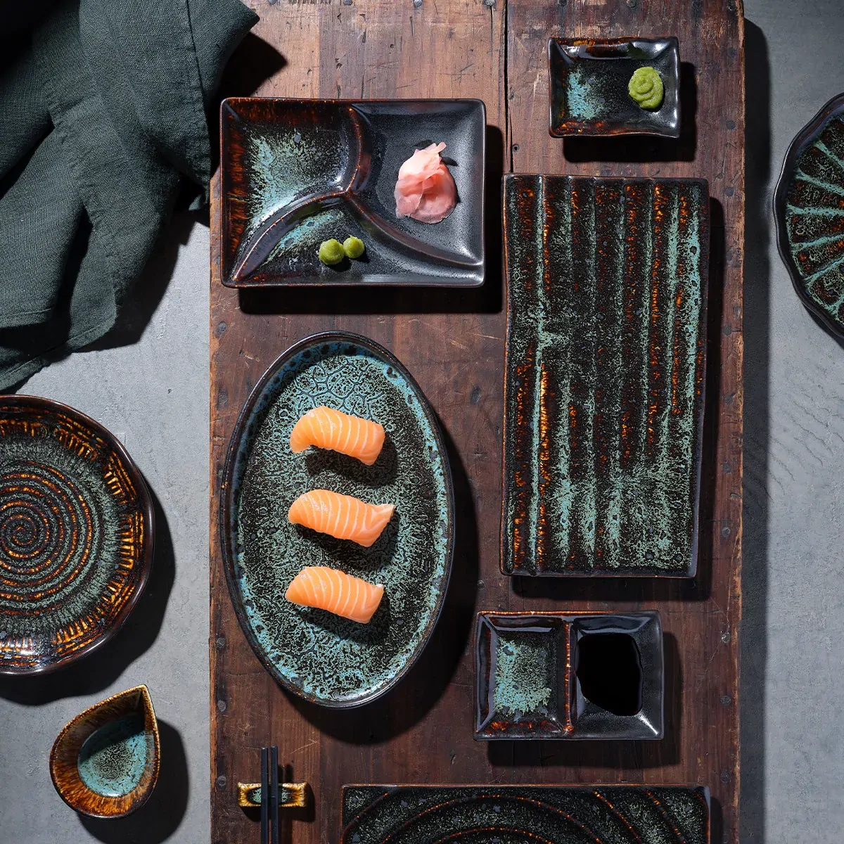 Tablekraft Fusion Sushi Plate 282x150mm Patina – 902239