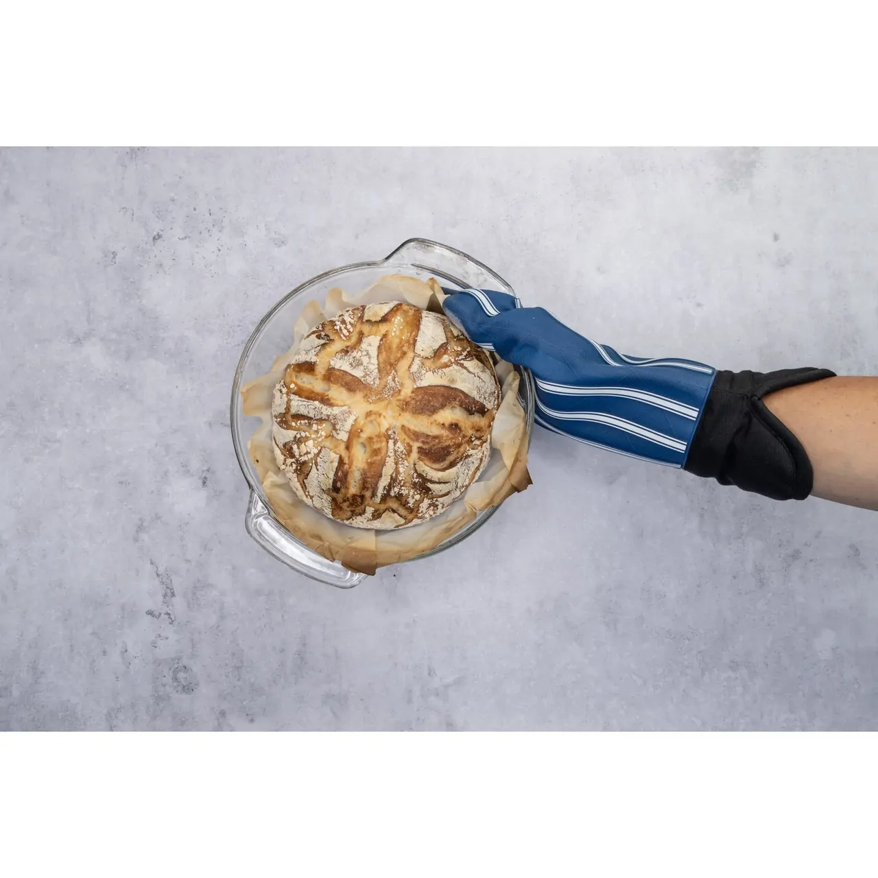 Cuisena Silicone & Fabric Oven Glove Stripe Blue