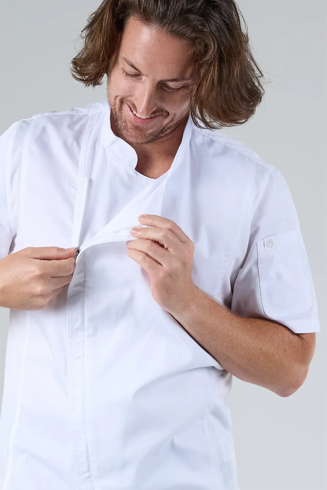 Chef Works Mens Springfield White Zipper Jacket XS