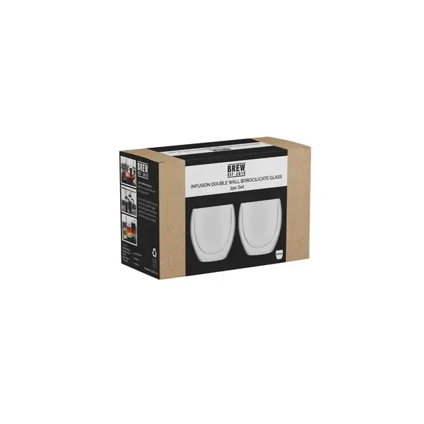 BREW INFUSION DOUBLE WALL GLASS 220ml (2 PACK)