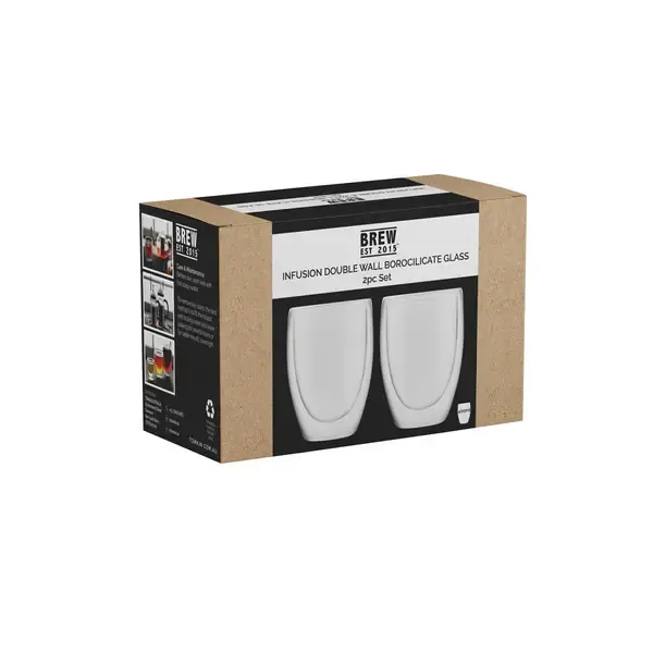 BREW INFUSION DOUBLE WALL GLASS 400ml (2 PACK)