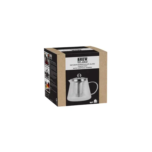 BREW INFUSION GLASS TEAPOT WITH VERTICAL STRIPES 600ml 