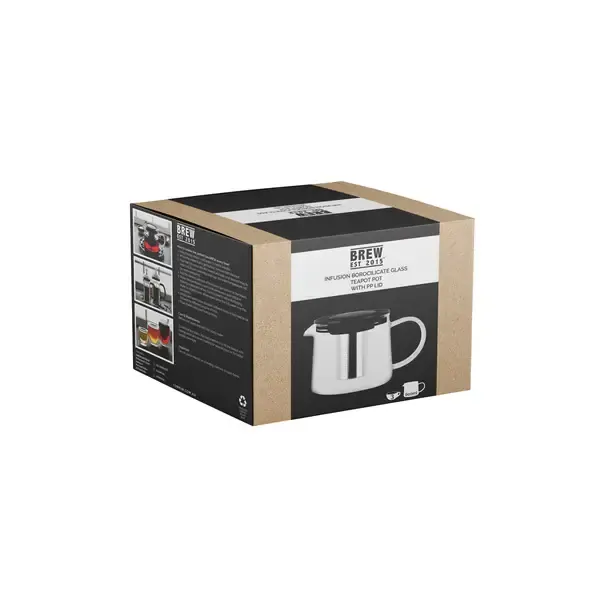 BREW INFUSION GLASS TEAPOT WITH PP LID 600ml 
