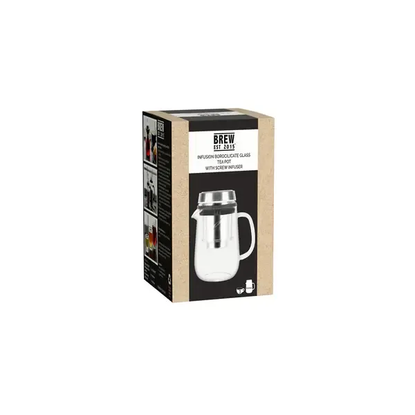 BREW INFUSION GLASS TEAPOT WITH SCREW INFUSER 600ml 