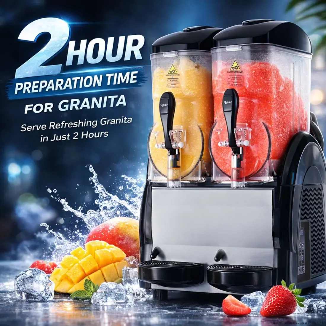 FABIGANI-2S Double 12 Litre Granita Machine  FABIGANI-2S Double 12 Litre Granita Machine Benchstar Double 12 Litre Granita & Slushy Machine - FABIGANI
