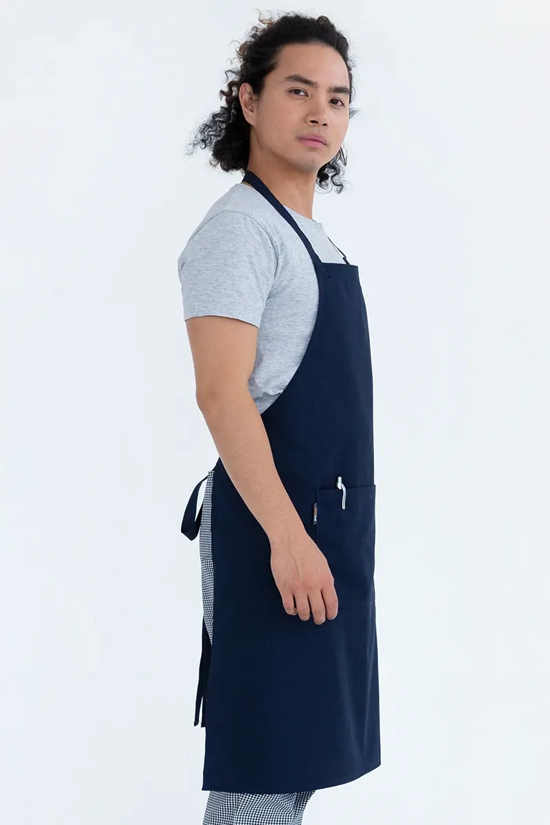 Pro Chef Bib Apron With Pocket 70 x 86cm Navy