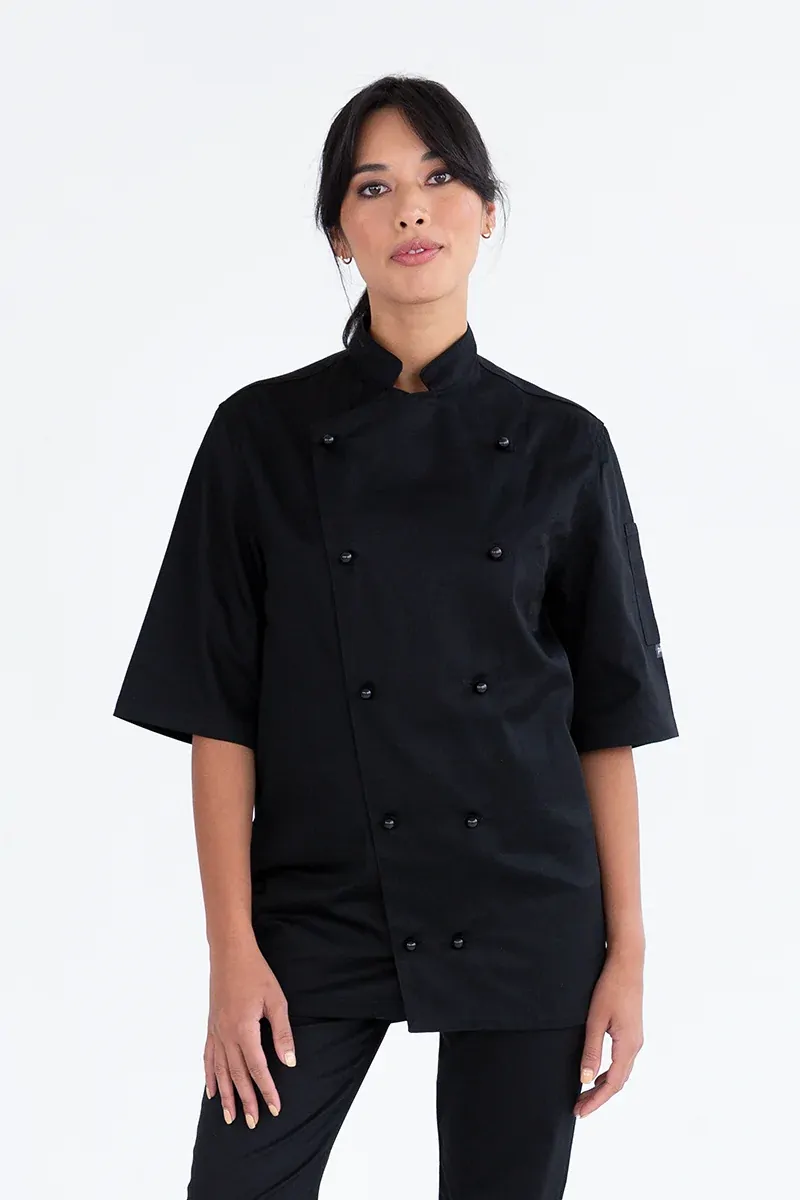ProChef Traditional Short Sleeve Chef Jacket Black XS