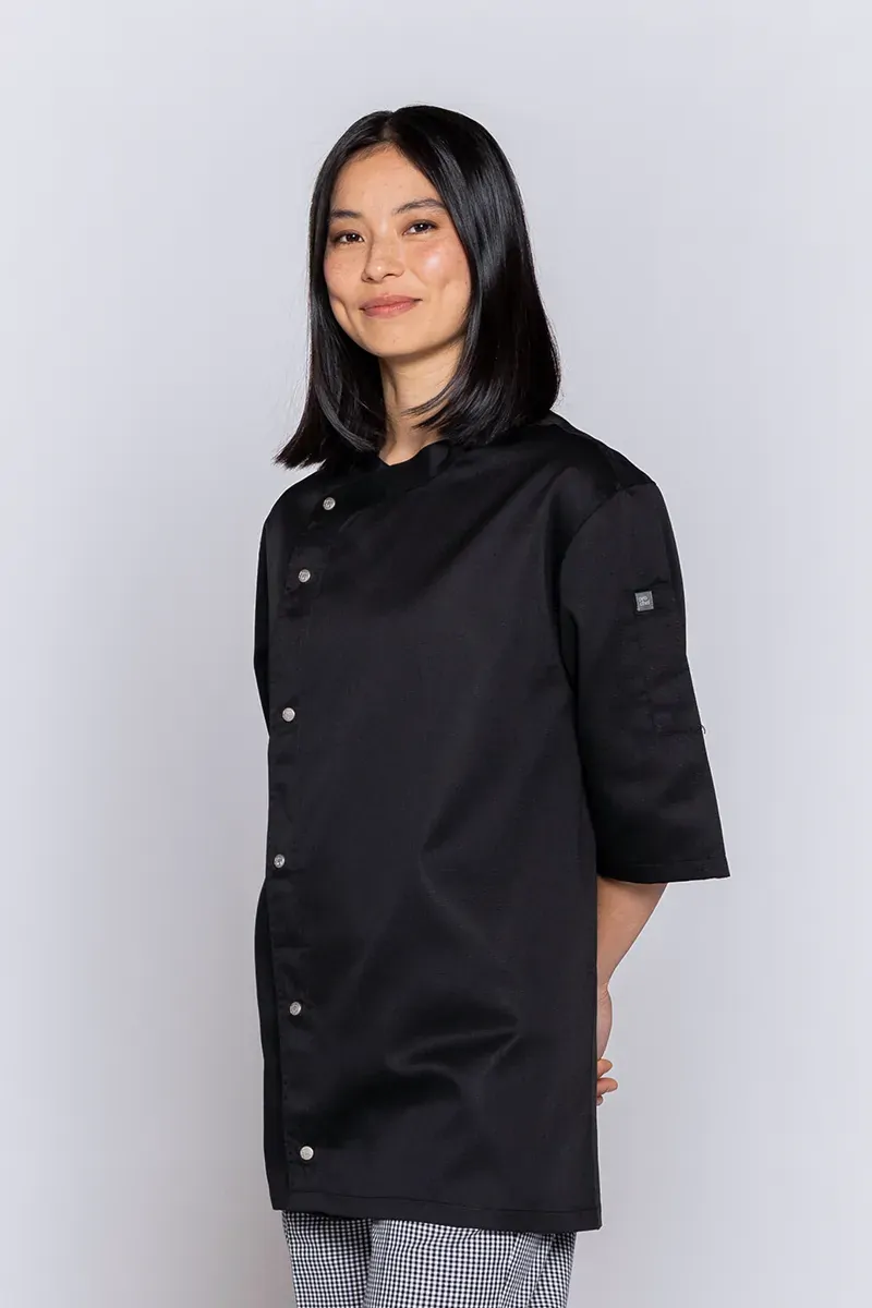 PRO CHEF MODERN TUNIC TOP S/S BLACK SML