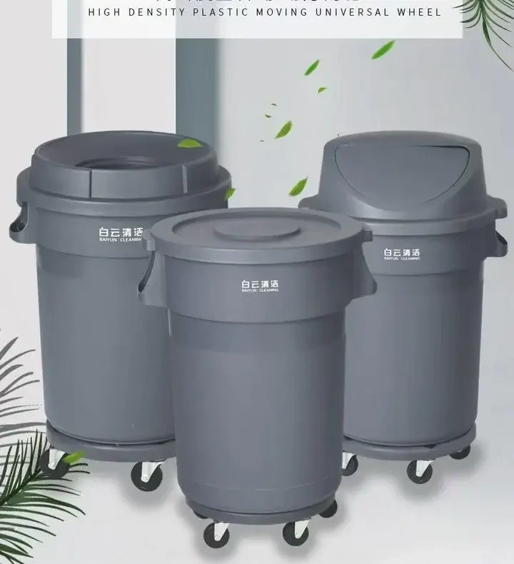 KK ECO ROUND PLASTIC BIN GREY W/ FLAT LID 80LTR