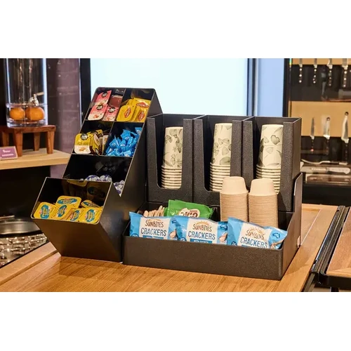CHEF INOX CUP & CONDIMENT ORGANISER 6 COMPARTMENT BLACK 
