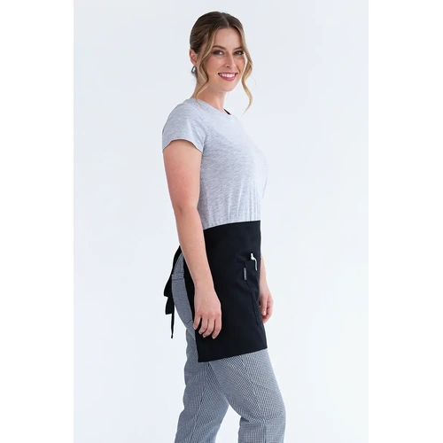 AUSSIE CHEF 1/2 WAIST APRON BLACK W/ POCKET 70x40cm