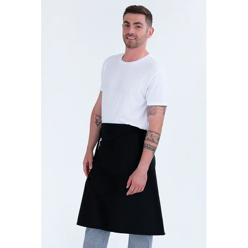 AUSSIE CHEF 3/4 WAIST APRON BLACK W/ POCKET 86x70cm