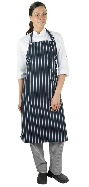 Aussie Chef London Navy White Bib Apron | Professional Chef Apron