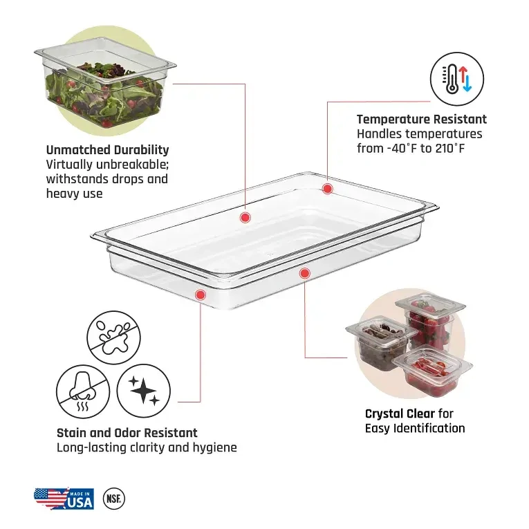 CAMBRO 1/1 x 65mm FOOD PAN 8.5 LTR CLEAR