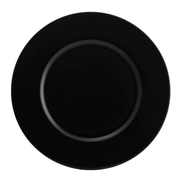 BONNA NOTTE ROUND PLATE WITH WIDE RIM BLK  280mm x 18mm 