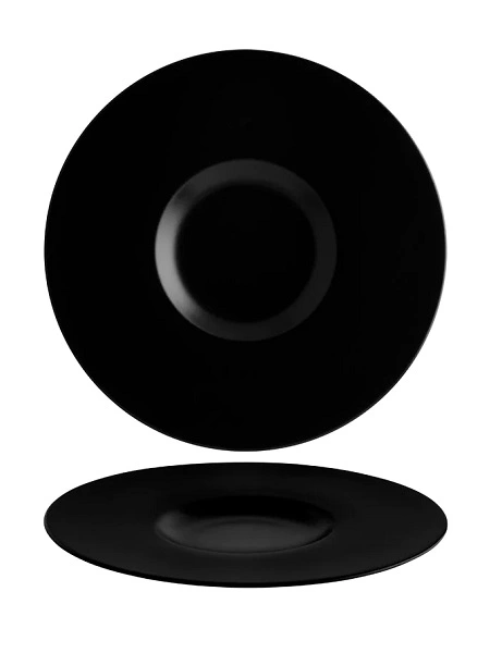 BONNA NOTTE ROUND PLATE WITH WIDE RIM BLK 300mm x 30mm
