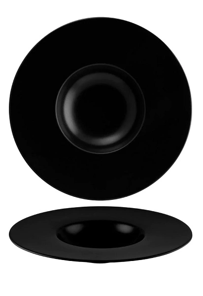 BONNA NOTTE ROUND PLATE WITH WIDE RIM BLK 320mm x 32mm
