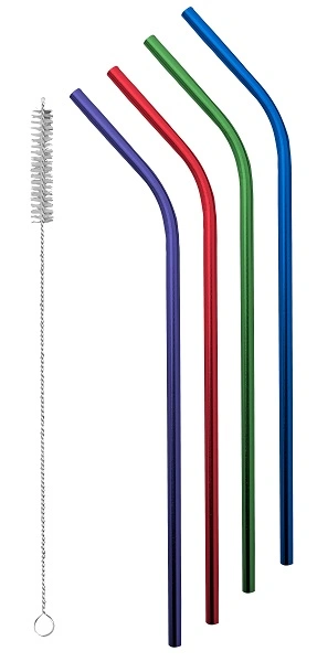 AVANTI S/ST STRAWS WITH CLEANING BRUSH, SET OF 4