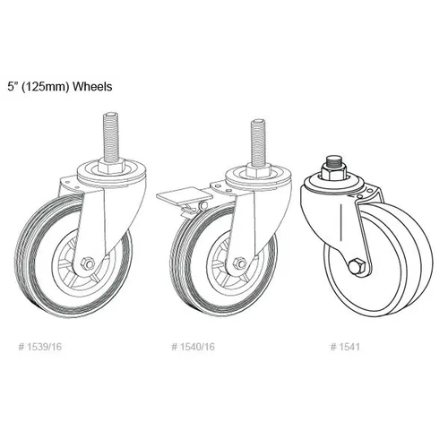 MANTOVA CASTOR 125mm/5  WITH BRAKE 16mm THREAD"
