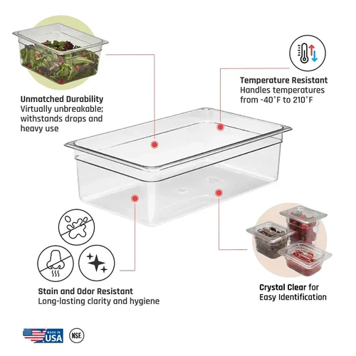 CAMBRO 1/1 x 150mm FOOD PAN 19.5 LTR CLEAR