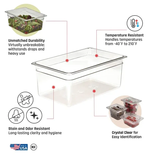 CAMBRO 1/1 x 200mm FOOD PAN 25.6 LTR CLEAR