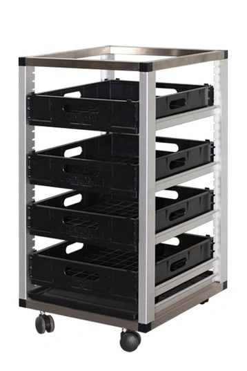 MANTOVA 4 GLASS / DISH RACK TROLLEY 50mm CASTORS