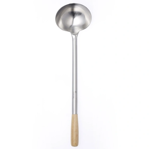 CHEF INOX LADLE S/ST W/ WOODEN HANDLE 135mmØ x410mmL