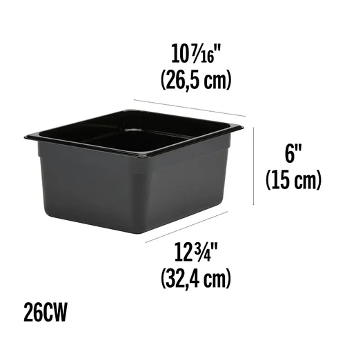 CAMBRO 1/2 x 150mm FOOD PAN 8.9 LTR BLACK