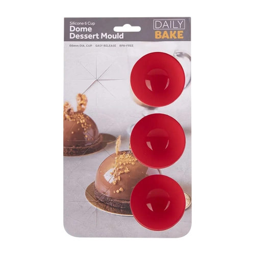 D.LINE DAILY BAKE SILICONE 6 CUP DOME MOULD RED
