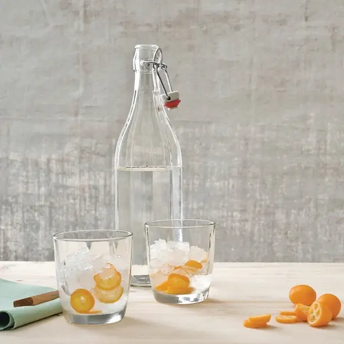 BORMIOLI ROCCO OXFORD GLASS BOTTLE W/ TOP 1 LTR