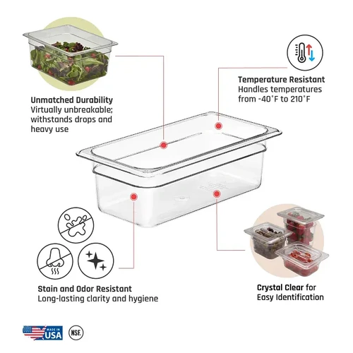 CAMBRO 1/3 x 100mm FOOD PAN 3.6 LTR CLEAR