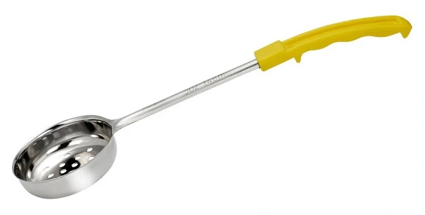 CHEF INOX FOOD PORTIONER PERFORATED S/ST YELLOW HDL 150ml / 5oz