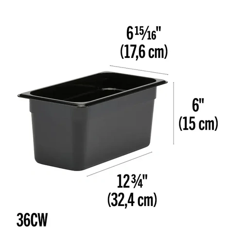 CAMBRO 1/3 x 150mm FOOD PAN 5.3 LTR BLACK