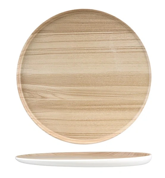 ZICCO MELAMINE ECHO WHITE / BIRCH ROUND PLATTER