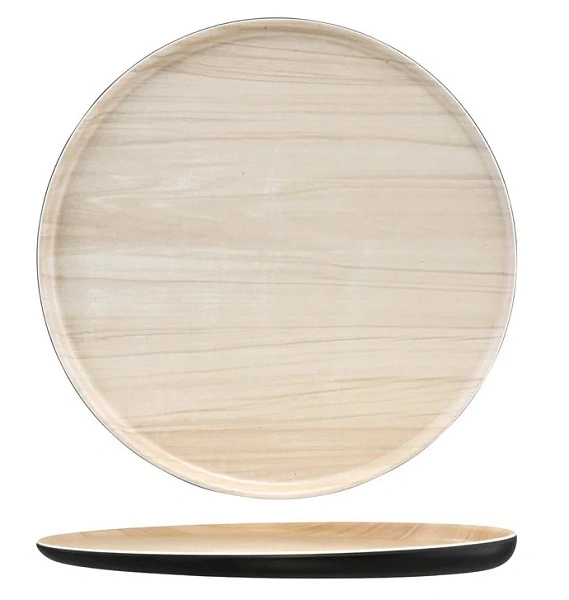 ZICCO MELAMINE ECHO BLACK / BIRCH ROUND PLATTER