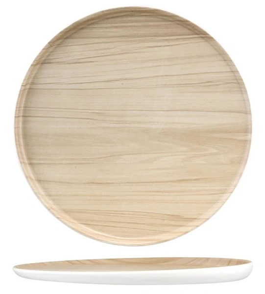 ZICCO MELAMINE ECHO WHITE / BIRCH ROUND PLATTER