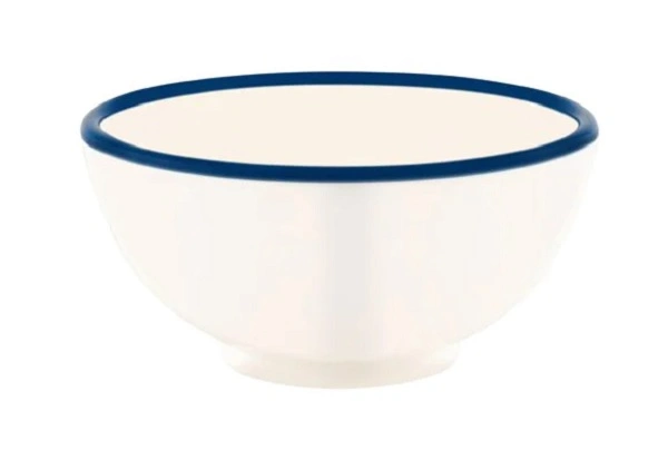 JAB VINTAGE MELAMINE CREAM / BLUE RIM ROUND BOWL 710ml