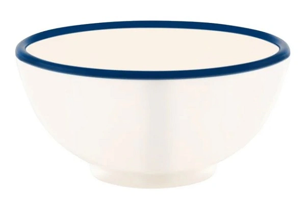 JAB VINTAGE MELAMINE CREAM / BLUE RIM ROUND BOWL 1100ml