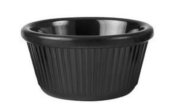 RYNER MELAMINE RAMEKIN FLUTTED 90ml / 80mm BLACK