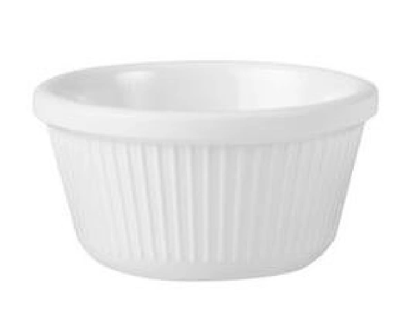 RYNER MELAMINE RAMEKIN FLUTTED 90ml / 80mm WHITE