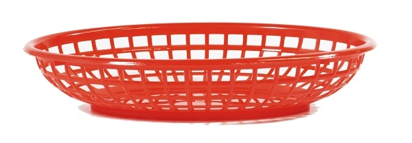 CONEY ISLAND PLASTIC SERVING BASKET OVAL RED