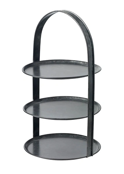 CONEY ISLAND GALVANISED BLACK 3 TIER TEA STAND